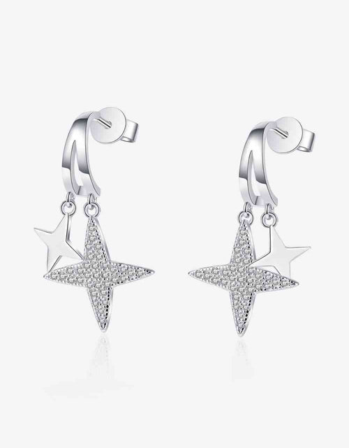 Load image into Gallery viewer, Moissanite Star Rhodium-Plated Drop Earrings
