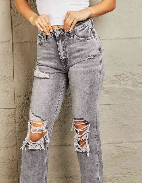 Load image into Gallery viewer, BAYEAS Acid Wash Distressed Cropped Straight Jeans
