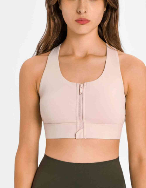 Load image into Gallery viewer, Zip Up Racerback Sports Bra
