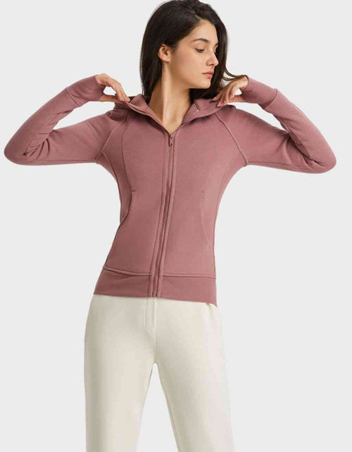 Load image into Gallery viewer, Zip Up Seam Detail Hooded Sports Jacket
