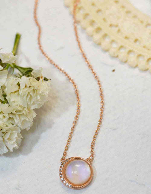 Load image into Gallery viewer, High Quality Natural Moonstone 18K Rose Gold-Plated 925 Sterling Silver Necklace
