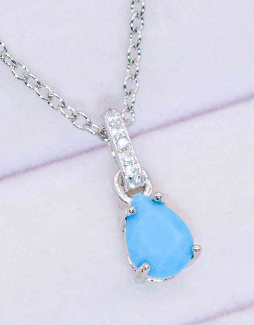 Load image into Gallery viewer, Teardrop Turquoise 4-Prong Pendant Necklace
