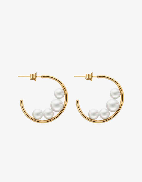 Load image into Gallery viewer, Can&#39;t Stop Your Shine Pearl C-Hoop Earrings
