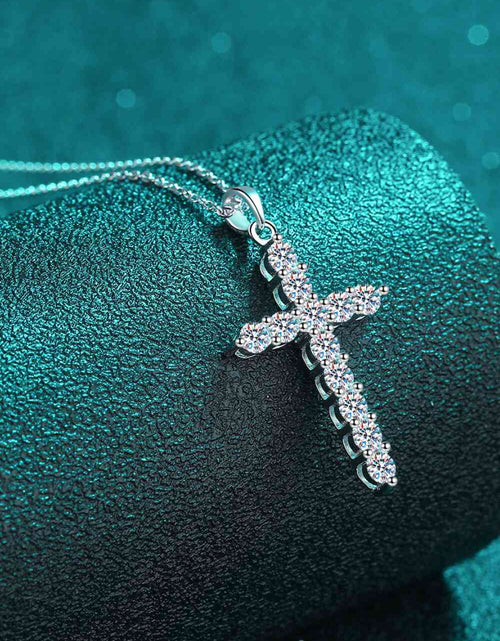 Load image into Gallery viewer, Adored 925 Sterling Silver Cross Moissanite Necklace
