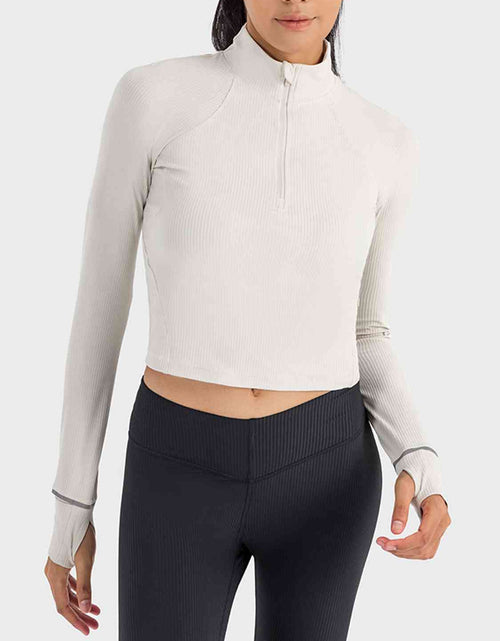 Load image into Gallery viewer, Mock Neck Half Zip Long Sleeve Sport Top
