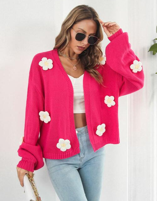 Load image into Gallery viewer, Floral Open Front Long Sleeve Cardigan
