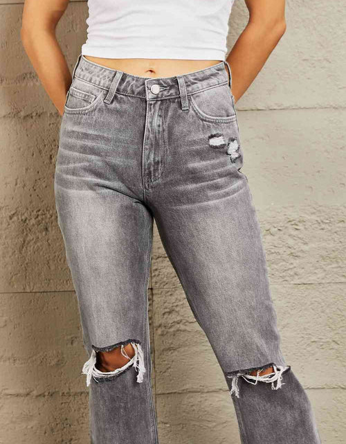 Load image into Gallery viewer, BAYEAS Stone Wash Distressed Cropped Straight Jeans
