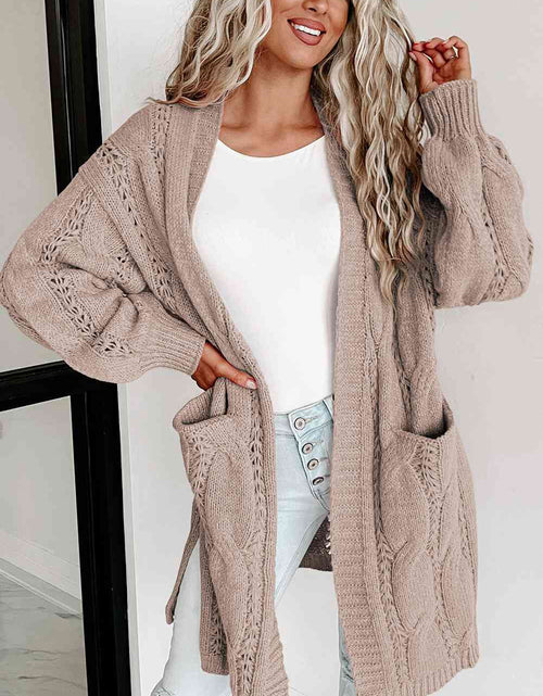 Load image into Gallery viewer, Cable-Knit Dropped Shoulder Cardigan
