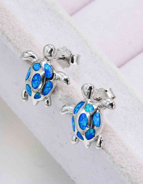 Load image into Gallery viewer, Opal Turtle Platinum-Plated Stud Earrings
