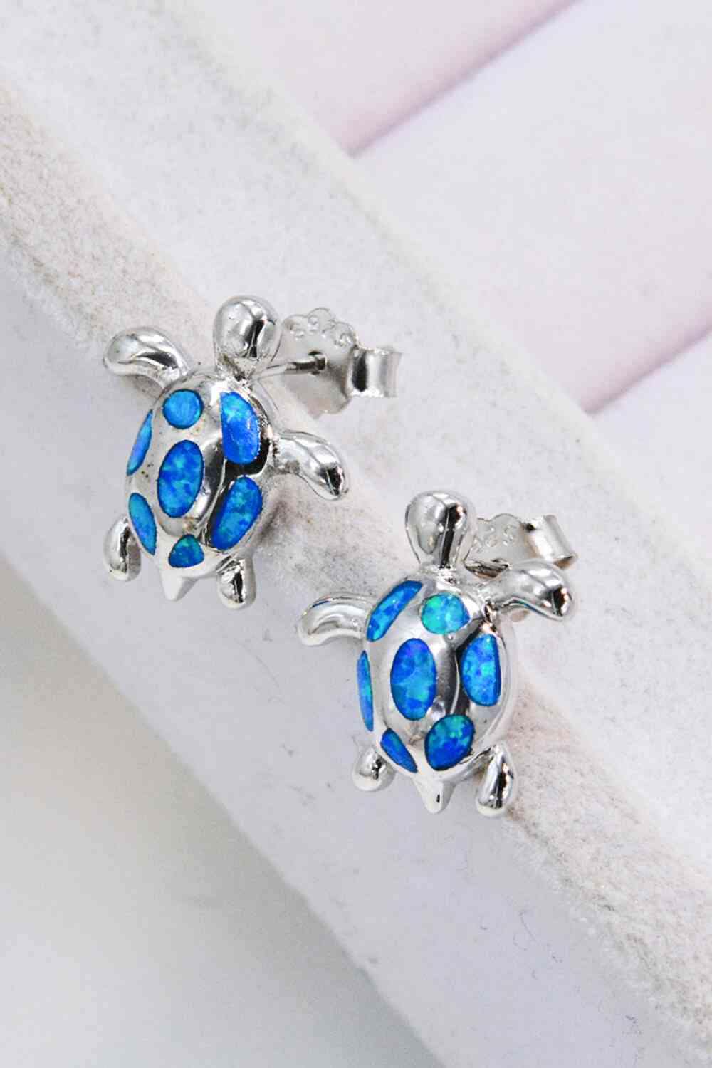 Opal Turtle Platinum-Plated Stud Earrings