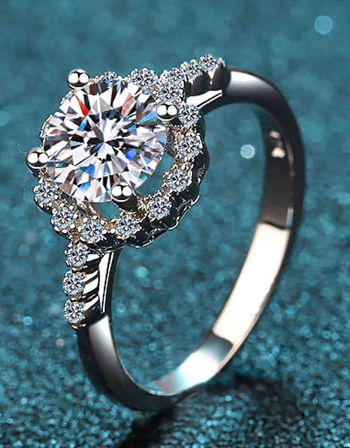 Load image into Gallery viewer, 1 Carat Moissanite Rhodium-Plated Halo Ring
