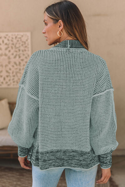 Load image into Gallery viewer, Waffle-knit Pocketed Open Front Cardigan
