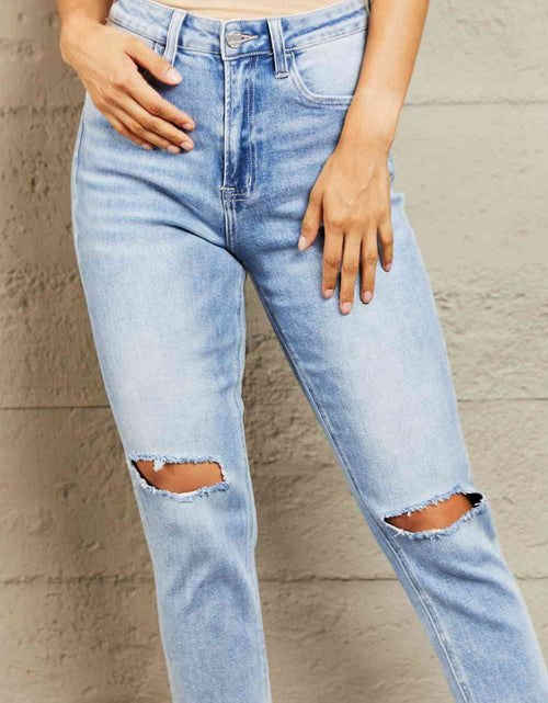 Load image into Gallery viewer, BAYEAS High Waisted Distressed Slim Cropped Jeans
