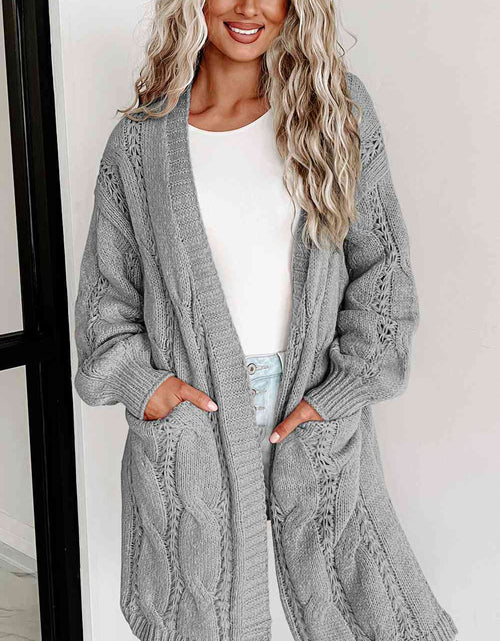 Load image into Gallery viewer, Cable-Knit Dropped Shoulder Cardigan
