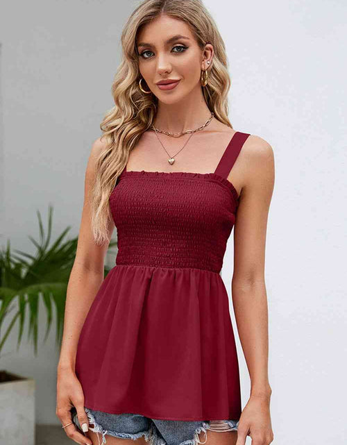 Load image into Gallery viewer, Smocked Square Neck Babydoll Tank
