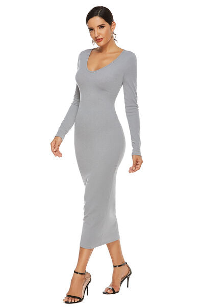 Load image into Gallery viewer, Ribbed Scoop Neck Sweater Dress
