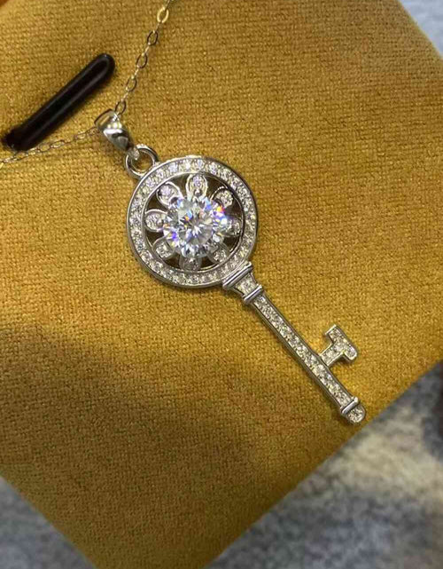 Load image into Gallery viewer, 1 Carat Moissanite Platinum-Plated Key Pendant Necklace
