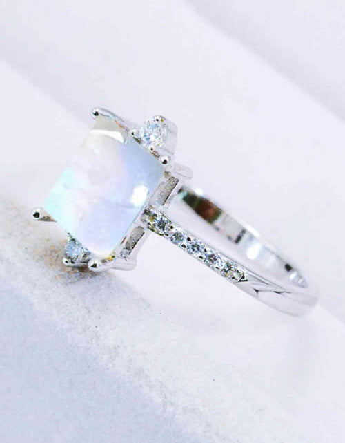 Load image into Gallery viewer, 925 Sterling Silver Square Moonstone Ring
