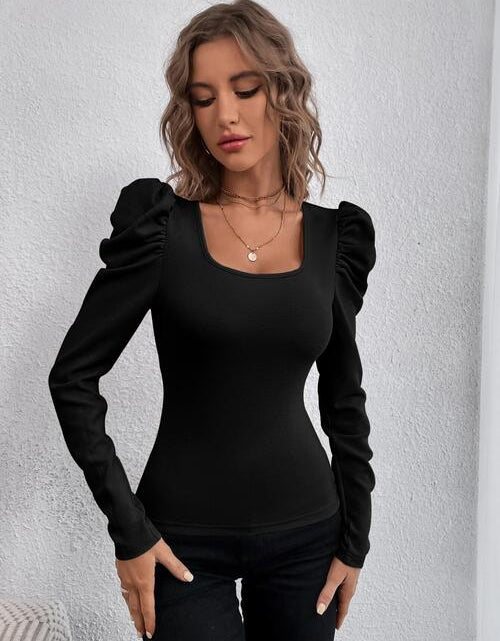 Load image into Gallery viewer, Square Neck Puff  Long Sleeve Top
