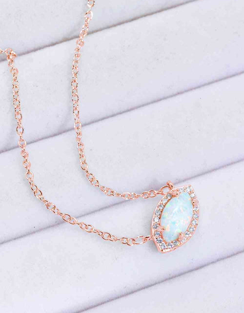 Load image into Gallery viewer, 18k Rose Gold-Plated Opal Pendant Necklace
