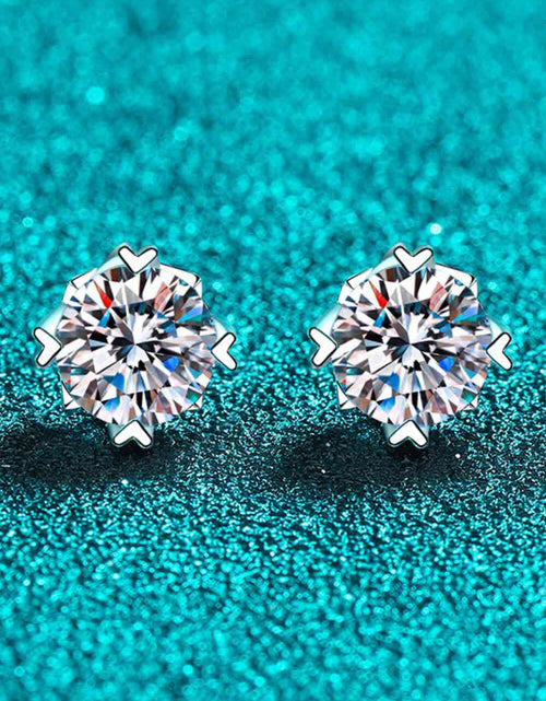 Load image into Gallery viewer, 925 Sterling Silver 4 Carat Moissanite Stud Earrings
