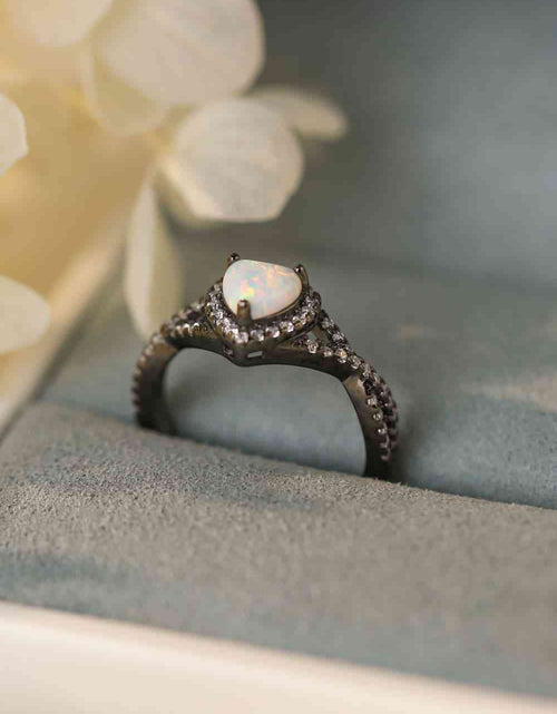 Load image into Gallery viewer, Opal Heart Black Gold-Plated Ring
