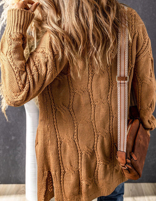 Load image into Gallery viewer, Cable-Knit Dropped Shoulder Cardigan
