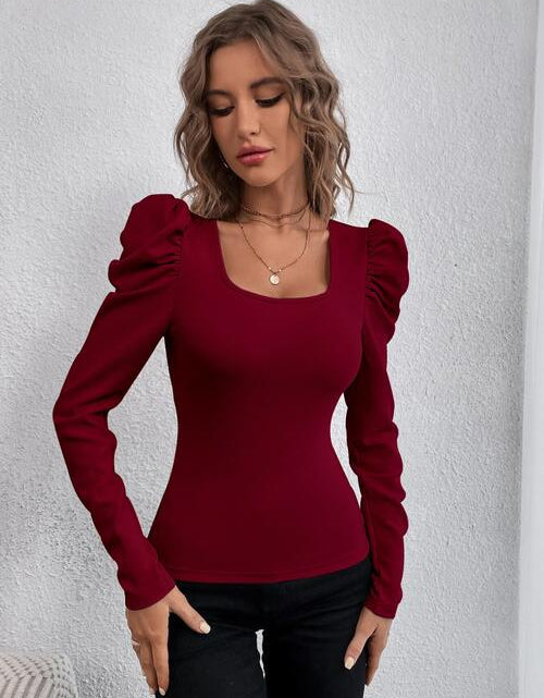 Load image into Gallery viewer, Square Neck Puff  Long Sleeve Top
