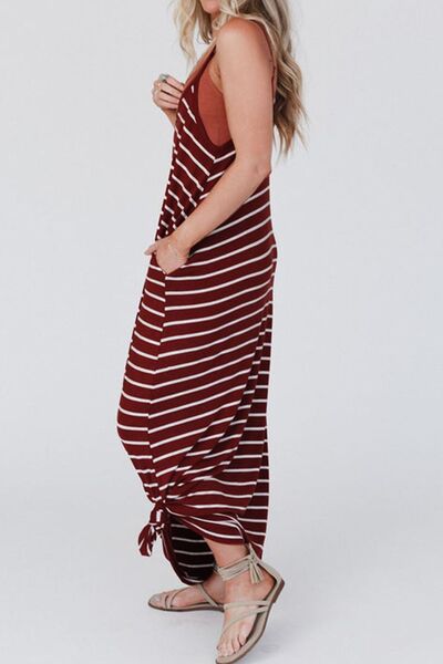 Load image into Gallery viewer, Pocketed Striped Scoop Neck Maxi Cami Dress
