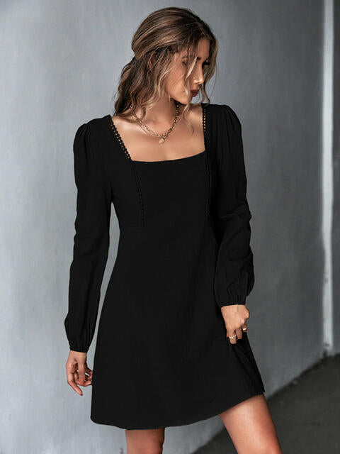 Load image into Gallery viewer, Square Neck Puff Sleeve Mini Dress
