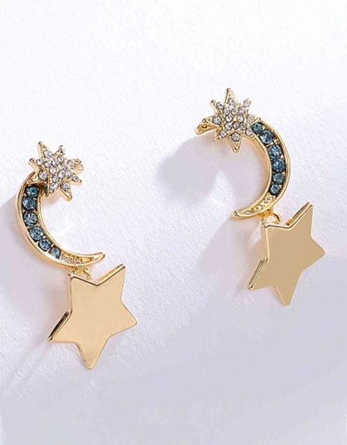 Load image into Gallery viewer, 5-Pair Wholesale Lasting Wish Inlaid Rhinestone Star and Moon Drop Earrings
