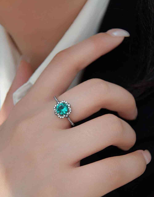 Load image into Gallery viewer, Paraiba Blue Zircon Flower Shape Ring
