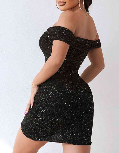 Load image into Gallery viewer, Sequin Off-Shoulder Mini Dress
