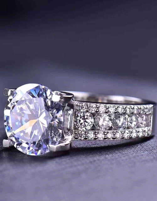 Load image into Gallery viewer, Platinum-Plated 5 Carat Moissanite Side Stone Ring
