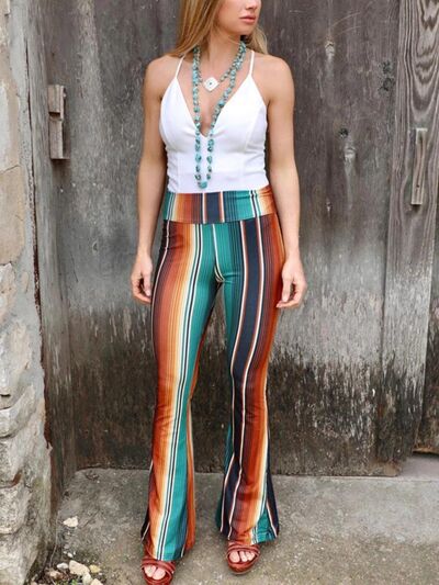 Load image into Gallery viewer, High Waist Striped Bootcut Pants
