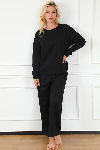 Load image into Gallery viewer, Double Take Full Size Textured Long Sleeve Top and Drawstring Pants Set
