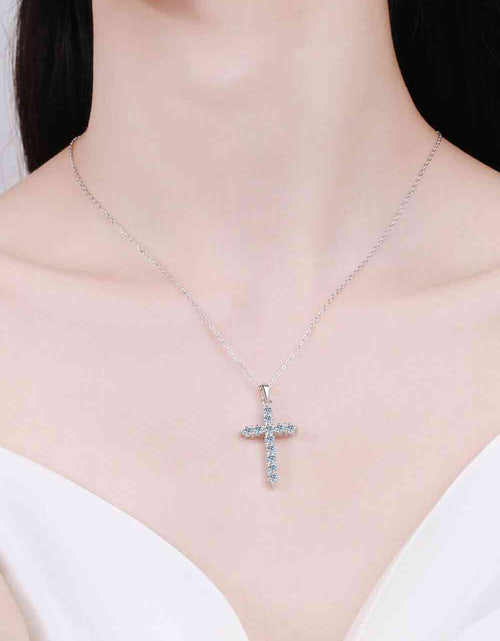 Load image into Gallery viewer, Adored 925 Sterling Silver Cross Moissanite Necklace
