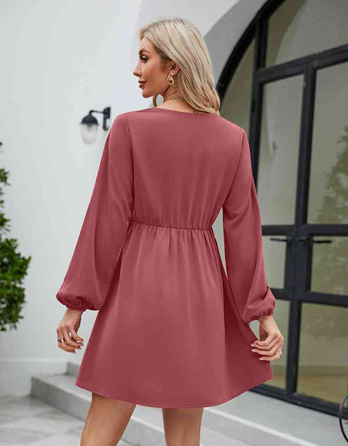 Load image into Gallery viewer, Frill Trim V-Neck Long Sleeve Dress
