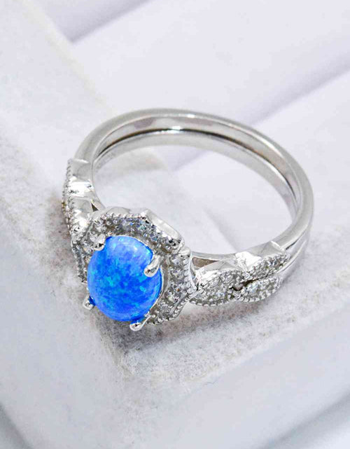 Load image into Gallery viewer, 2-Piece 925 Sterling Silver Opal Ring Set
