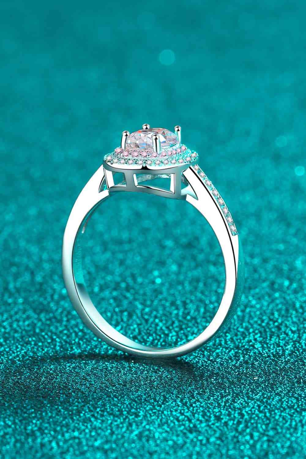 1 Carat Moissanite 925 Sterling Silver Halo Ring