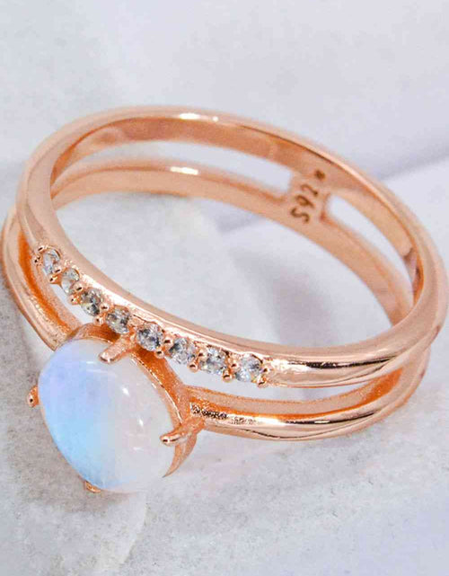 Load image into Gallery viewer, Natural Moonstone and Zircon Double-Layered Ring
