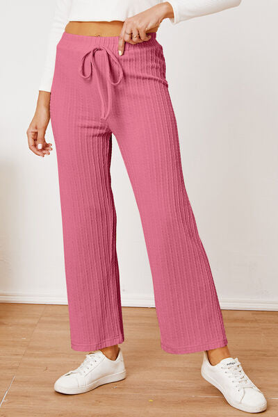 Load image into Gallery viewer, Textured Elastic Waist Straight Pants
