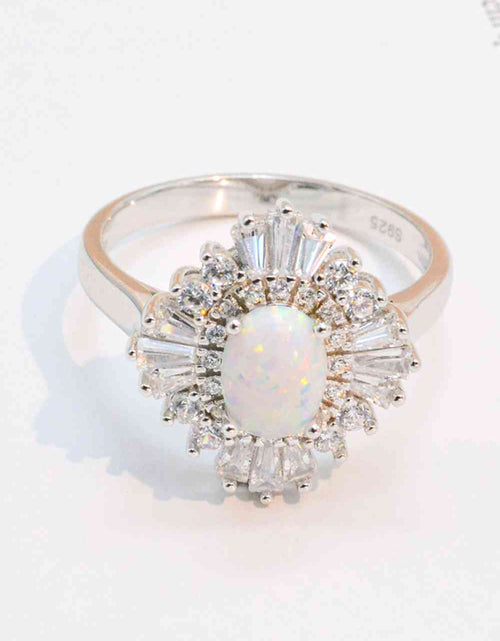 Load image into Gallery viewer, Modern 925 Sterling Silver Opal Halo Ring
