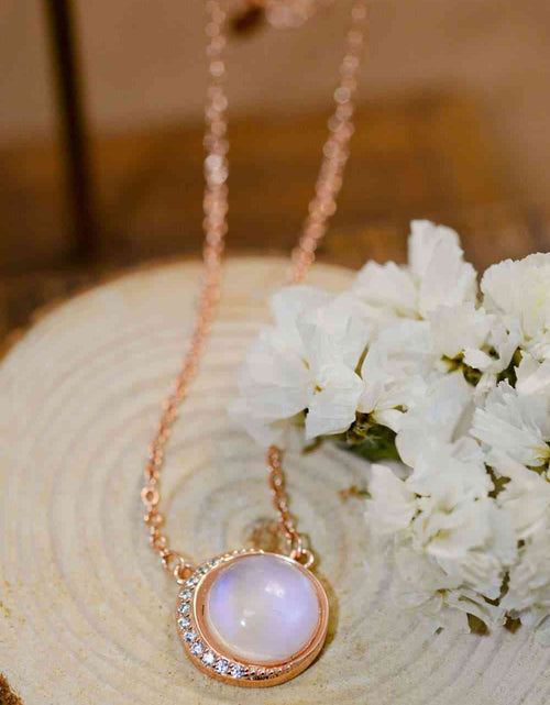 Load image into Gallery viewer, High Quality Natural Moonstone 18K Rose Gold-Plated 925 Sterling Silver Necklace
