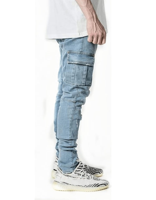 Load image into Gallery viewer, Men&#39;s Multi Pocket Cargo Jeans
