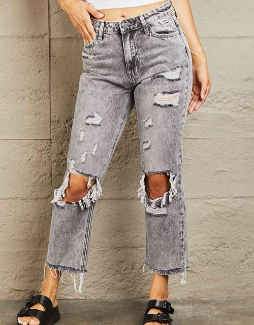 Load image into Gallery viewer, BAYEAS Acid Wash Distressed Straight Jeans
