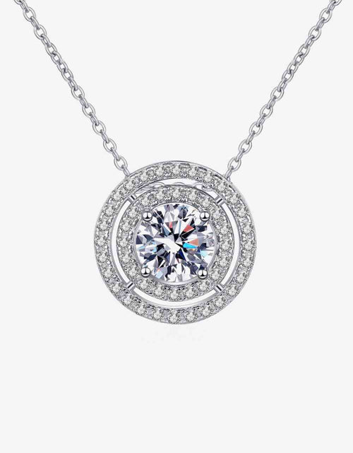 Load image into Gallery viewer, Moissanite Round Pendant Rhodium-Plated Necklace
