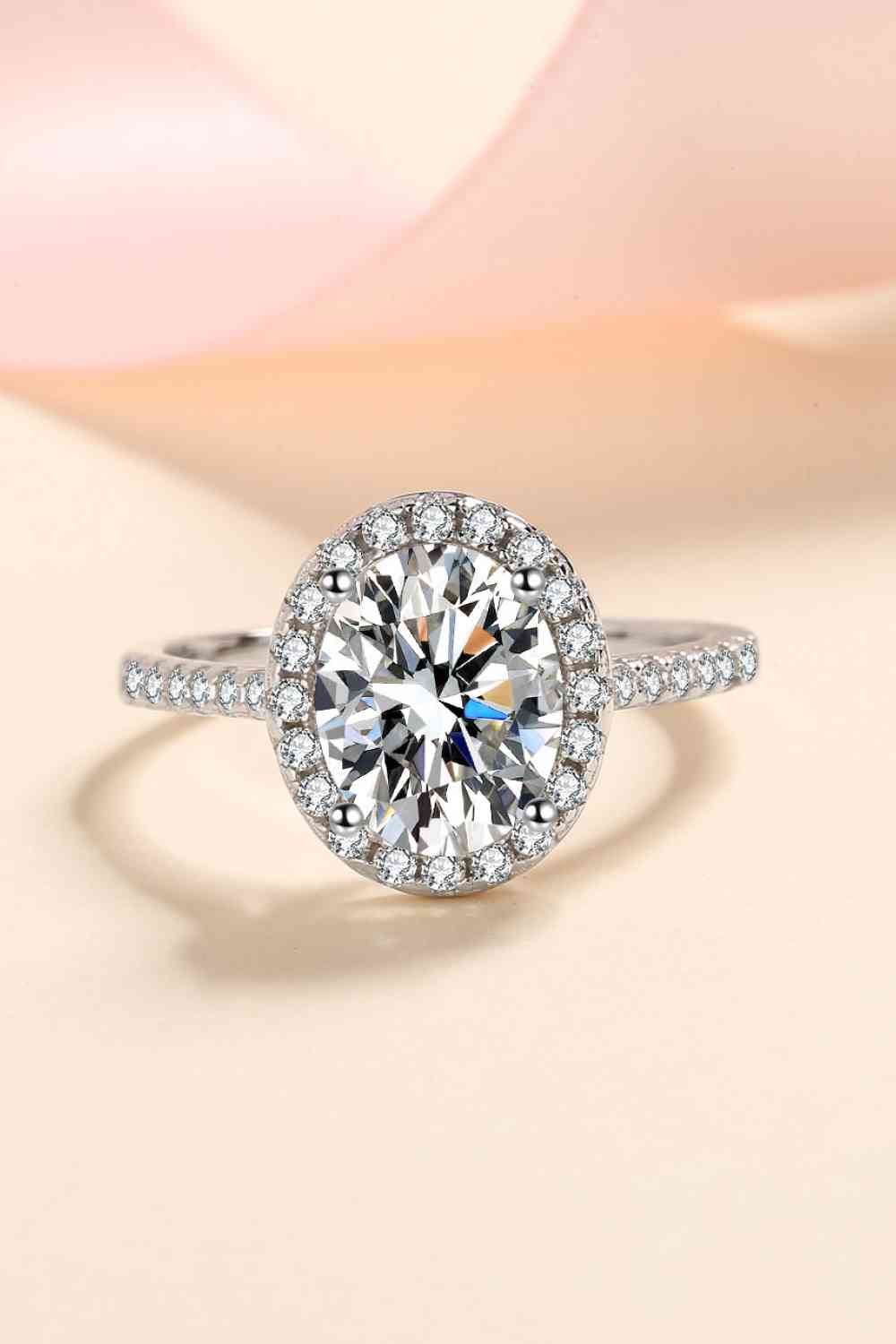 2 Carat Moissanite 925 Sterling Silver Halo Ring