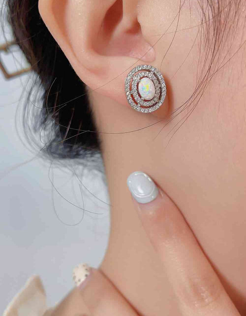 Load image into Gallery viewer, 925 Sterling Silver Opal Round Stud Earrings
