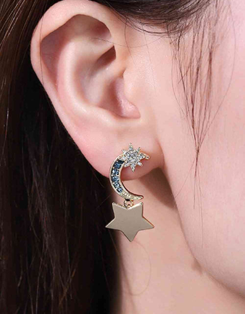 Load image into Gallery viewer, 5-Pair Wholesale Lasting Wish Inlaid Rhinestone Star and Moon Drop Earrings
